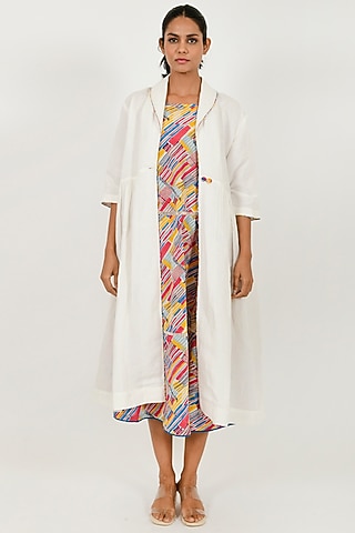 Multi-Colored Organic Cotton Jacket Set by Rias Jaipur