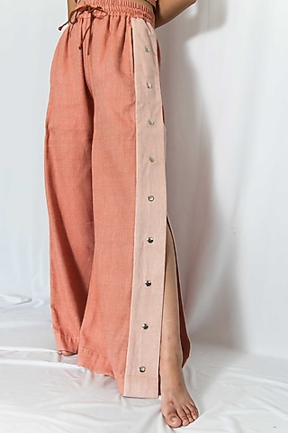 Coral Handspun Denim Pant by Rias Jaipur