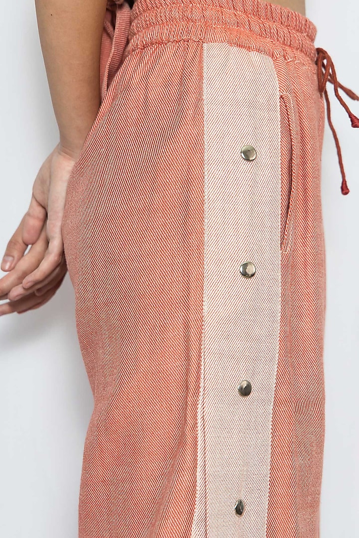 Coral Handspun Denim Pant by Rias Jaipur at Pernia's Pop Up Shop