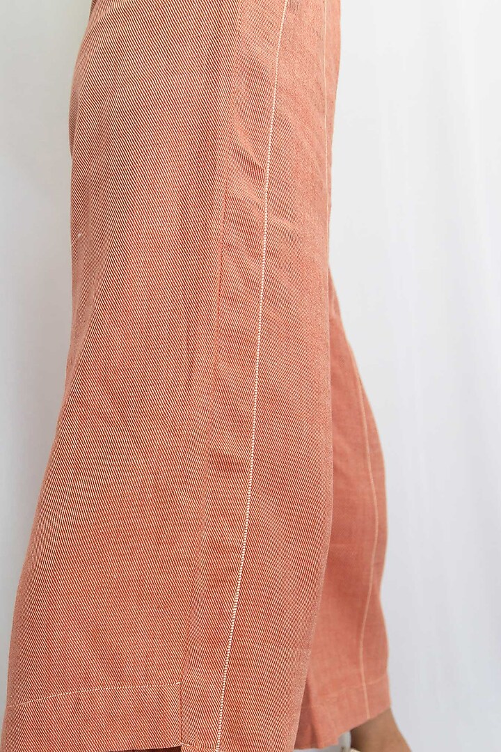 Coral Cotton Denim Pants by Rias Jaipur at Pernia's Pop Up Shop