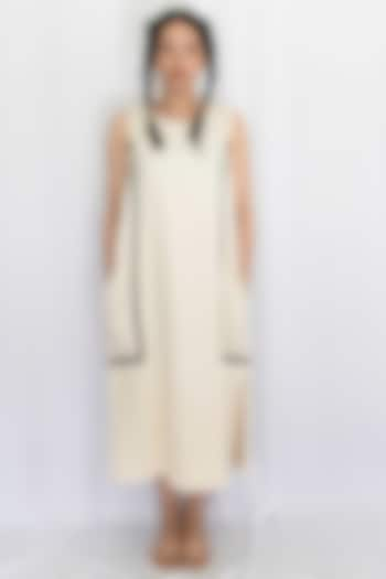 Off-White Cotton Denim Dress by Rias Jaipur at Pernia's Pop Up Shop