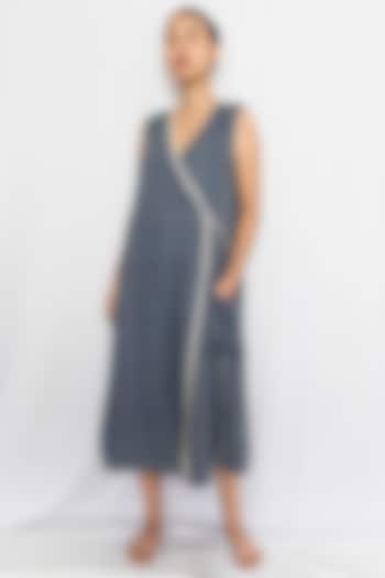 Grey Overlapping Dress by Rias Jaipur