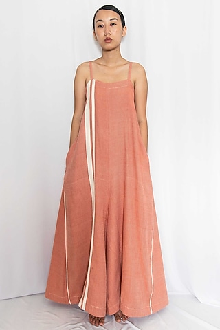 Coral Striped Jumpsuit  by Rias Jaipur