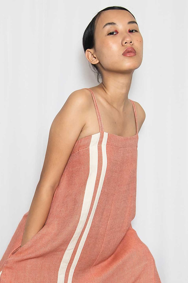 Coral Striped Jumpsuit by Rias Jaipur at Pernia's Pop Up Shop