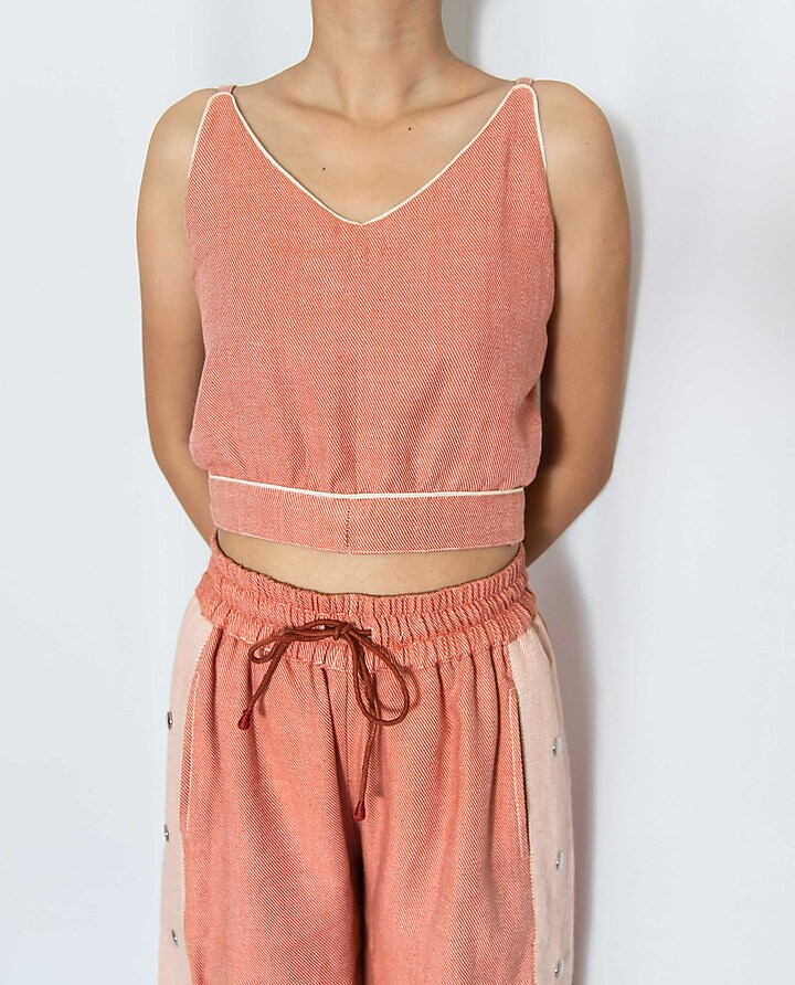 Coral Cotton Denim Co-Ord Set by Rias Jaipur at Pernia's Pop Up Shop