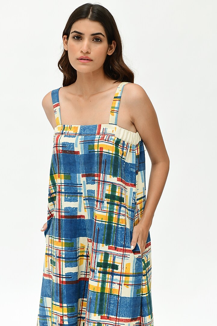 Multi-Colored Hand Block Printed Jumpsuit by Rias Jaipur at Pernia's Pop Up Shop