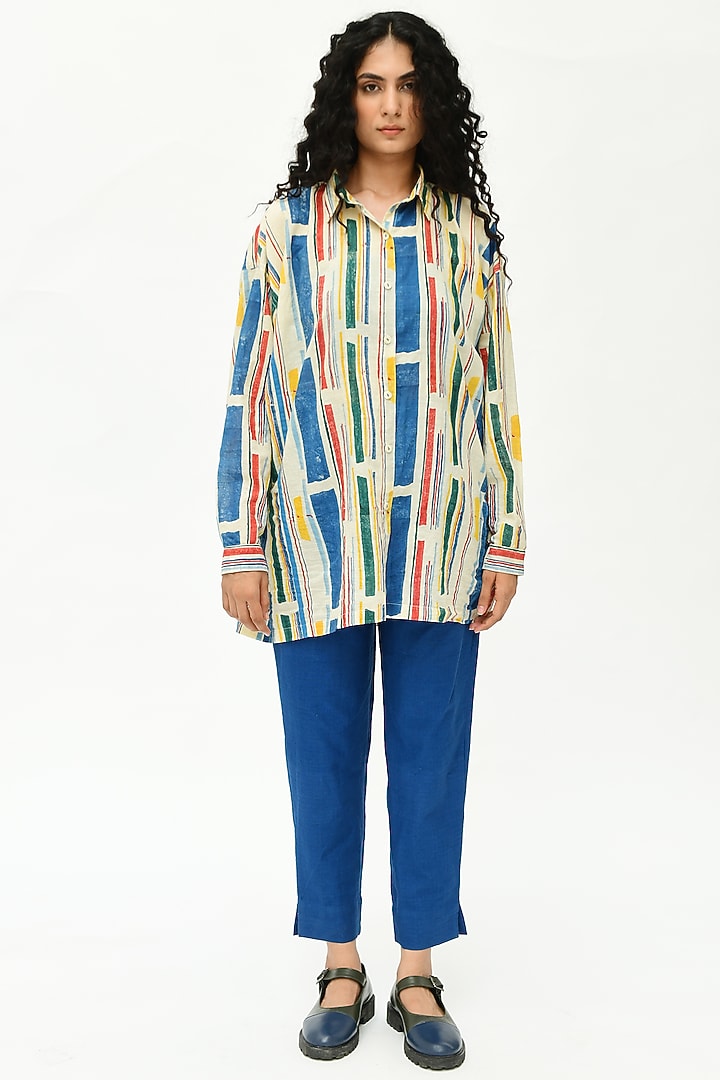 Off-White Stripe Printed Shirt by Rias Jaipur at Pernia's Pop Up Shop
