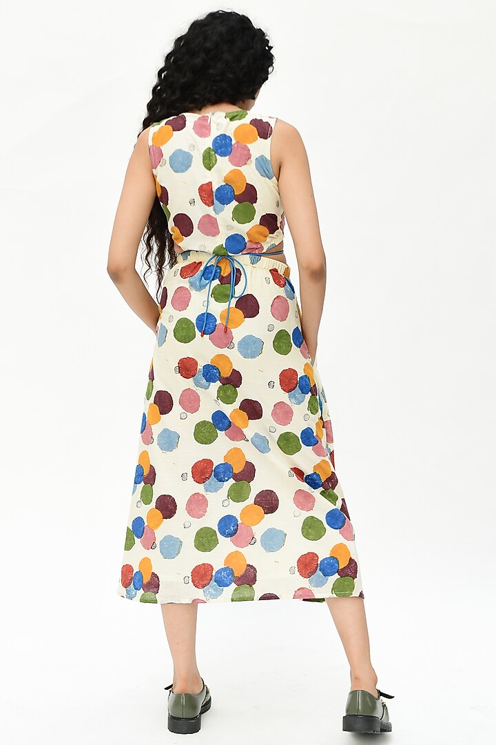Off-White Hand Block Printed Summer Dress by Rias Jaipur at Pernia's Pop Up Shop