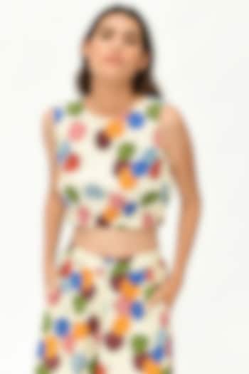 Off-White Hand Block Printed Top by Rias Jaipur at Pernia's Pop Up Shop