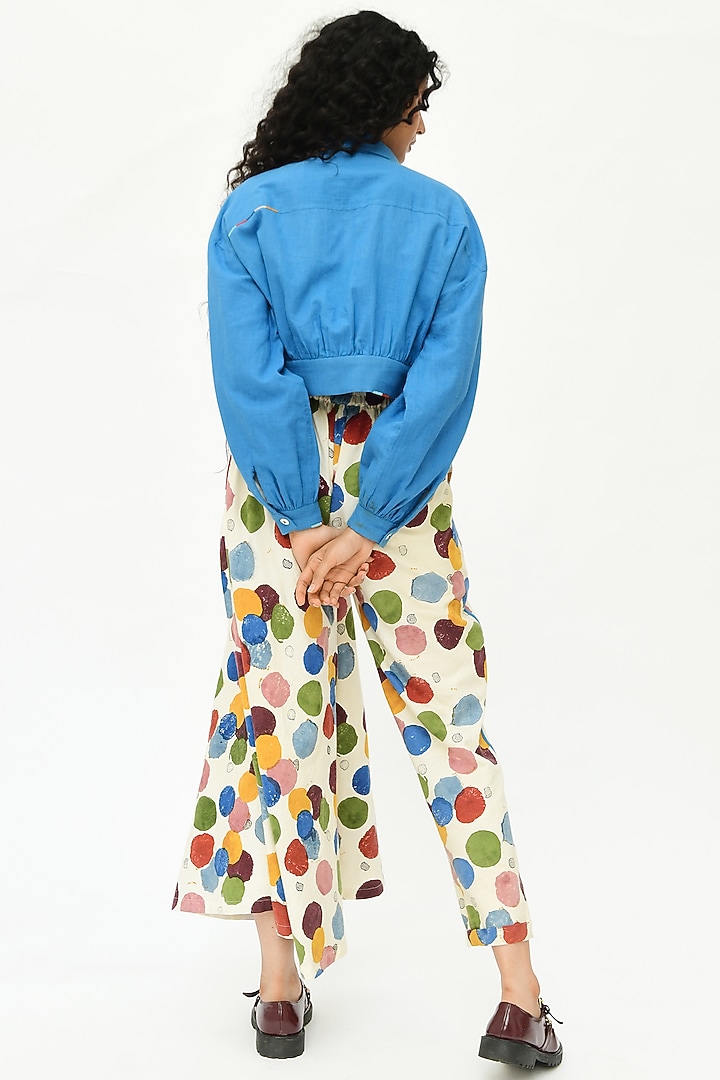 Off-White Hand Block Printed Pants by Rias Jaipur at Pernia's Pop Up Shop