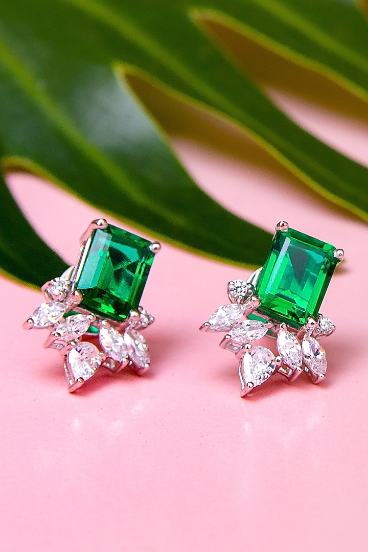 Green colour stone earrings Clearance