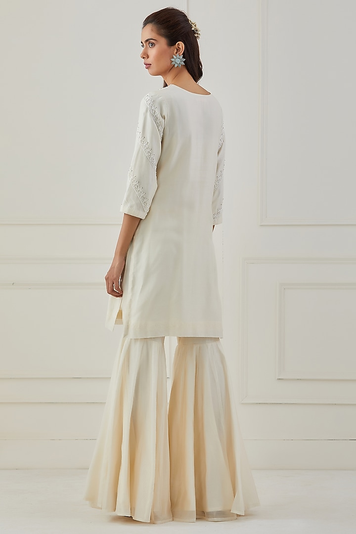 White Chanderi Party Wear Sharara Set by Rashi Jain at Pernia's Pop Up Shop