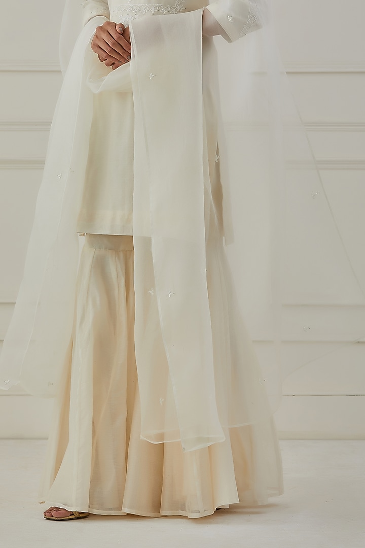 White Chanderi Party Wear Sharara Set by Rashi Jain at Pernia's Pop Up Shop