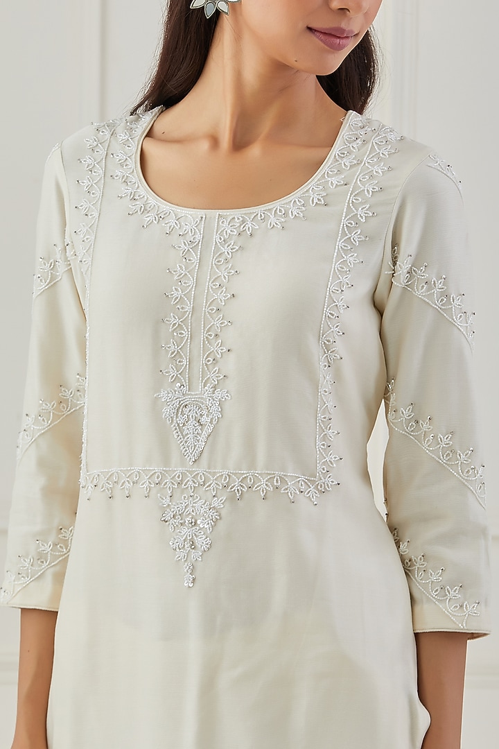 White Chanderi Party Wear Sharara Set by Rashi Jain at Pernia's Pop Up Shop
