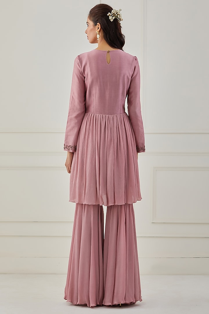Pink Chanderi & Organza Party Wear Sharara Set by Rashi Jain at Pernia's Pop Up Shop