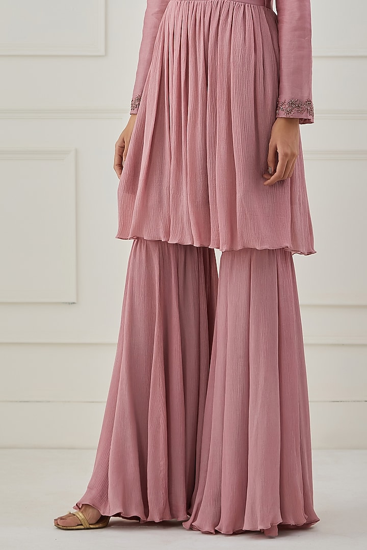 Pink Chanderi & Organza Party Wear Sharara Set by Rashi Jain at Pernia's Pop Up Shop