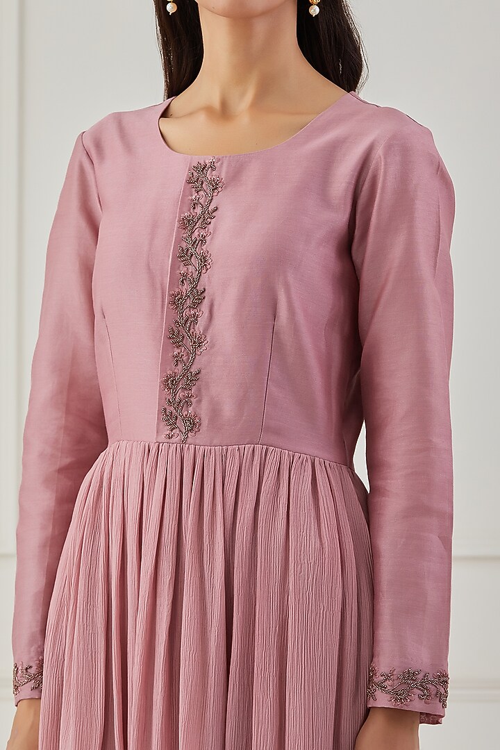 Pink Chanderi & Organza Party Wear Sharara Set by Rashi Jain at Pernia's Pop Up Shop