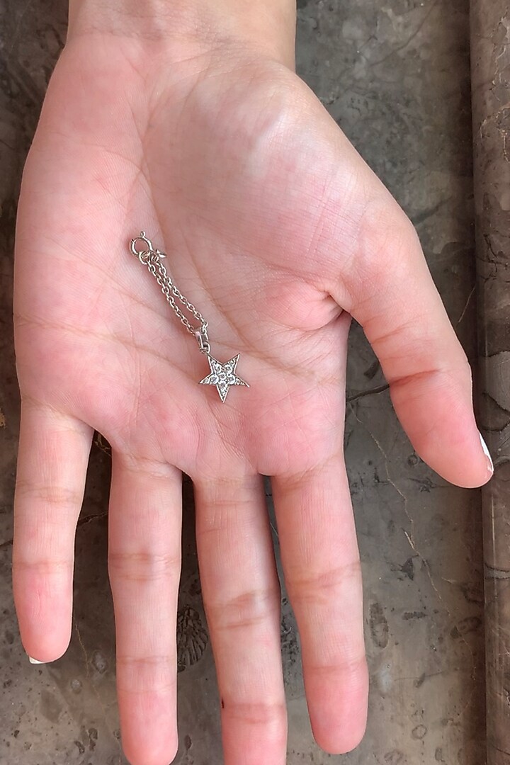 White Finish Zirconia Watch Charm With Chain In Sterling Silver by Tres Zuri at Pernia's Pop Up Shop