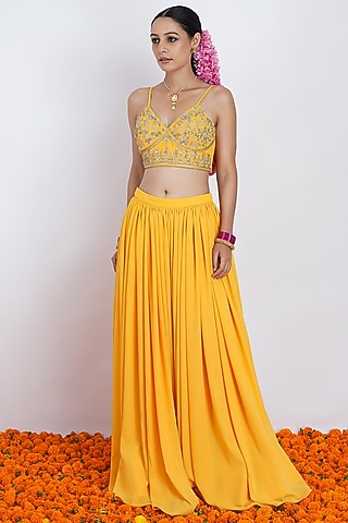 Yellow Palazzo Pant Set by Rashi Jain