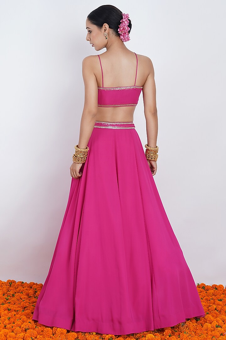 Pink Hand Embroidered Wedding Lehenga Set by Rashi Jain at Pernia's Pop Up Shop