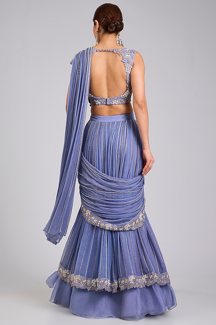 Mauve Chiffon & Organza Bridal Lehenga Set by Rashi Kapoor at Pernia's Pop Up Shop