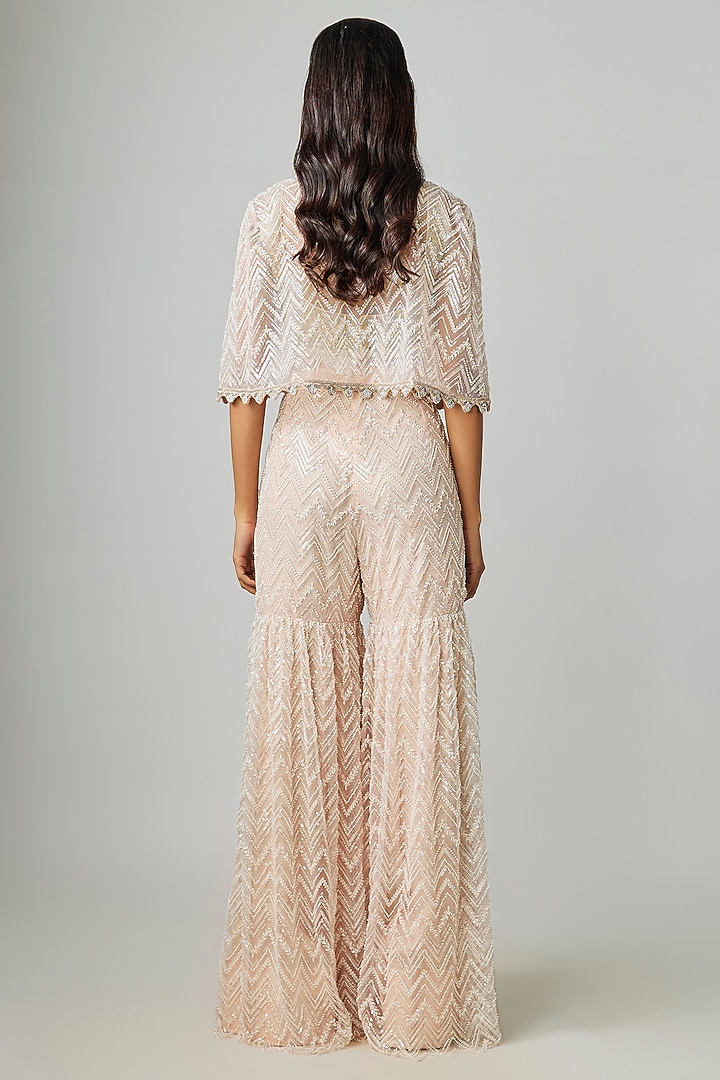 Baby Pink Net Embroidered Bridal Sharara Set by Rashi Kapoor at Pernia's Pop Up Shop