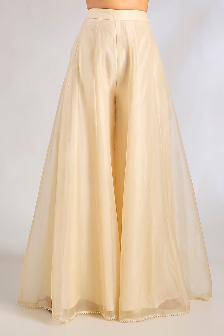 Ivory & Gold Silk Organza Bridal Sharara Set by Rashi Kapoor at Pernia's Pop Up Shop