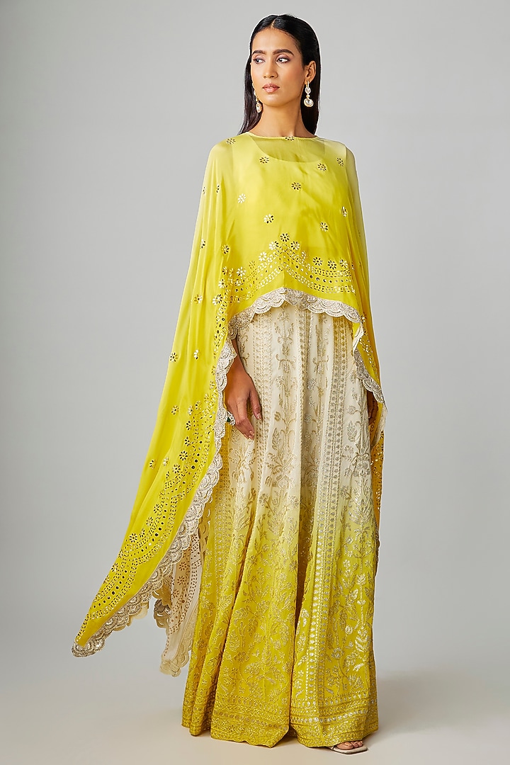 Ivory Georgette Wedding Lehenga Set by Rashi Kapoor at Pernia's Pop Up Shop