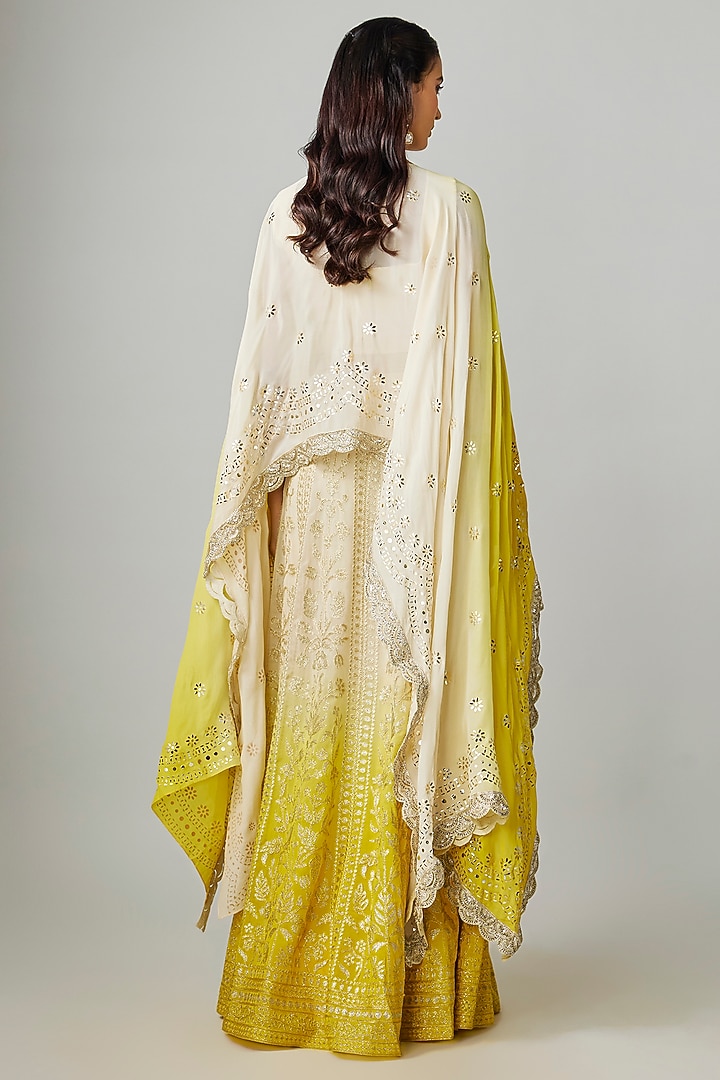 Ivory Georgette Wedding Lehenga Set by Rashi Kapoor at Pernia's Pop Up Shop