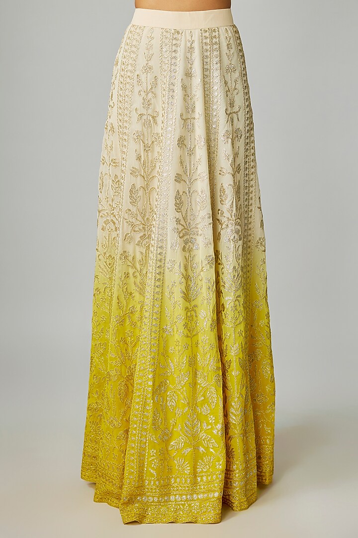 Ivory Georgette Wedding Lehenga Set by Rashi Kapoor at Pernia's Pop Up Shop