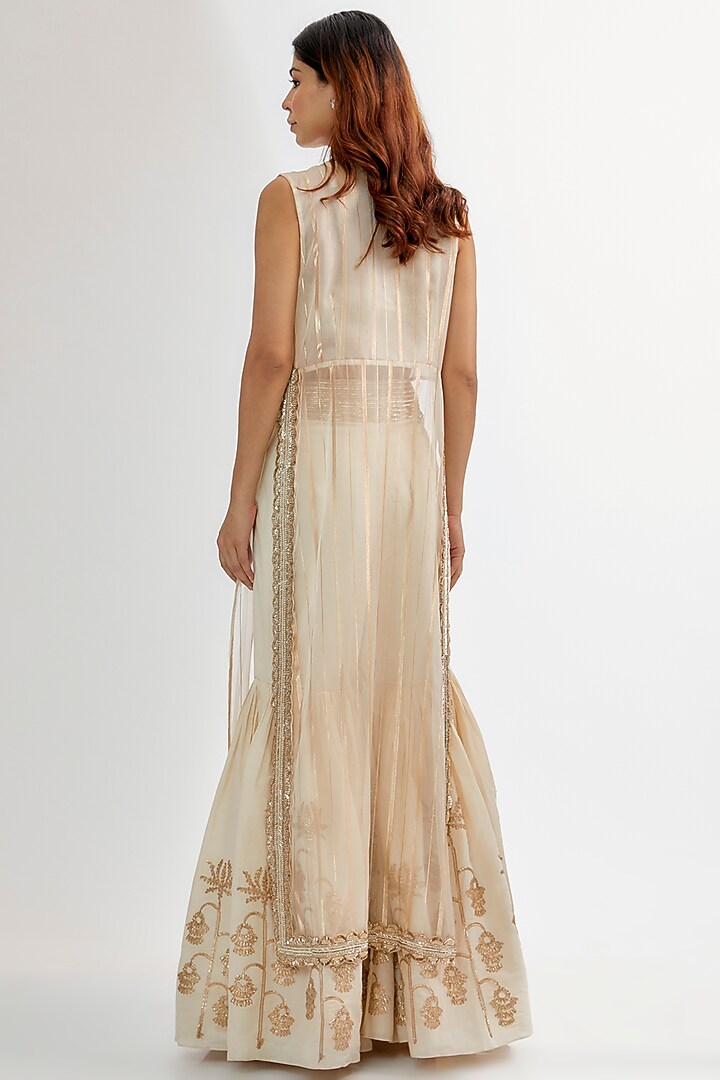 Ivory Upada & Mulmul Bridal Sharara Set by Rashi Kapoor at Pernia's Pop Up Shop