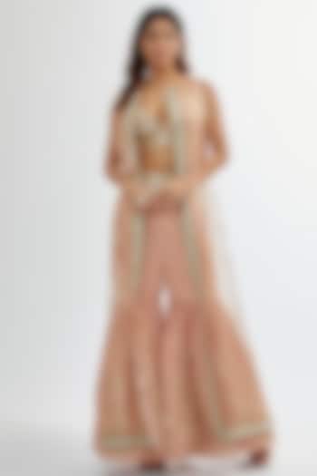 Pale Pink Upada & Organza Bridal Sharara Set by Rashi Kapoor at Pernia's Pop Up Shop