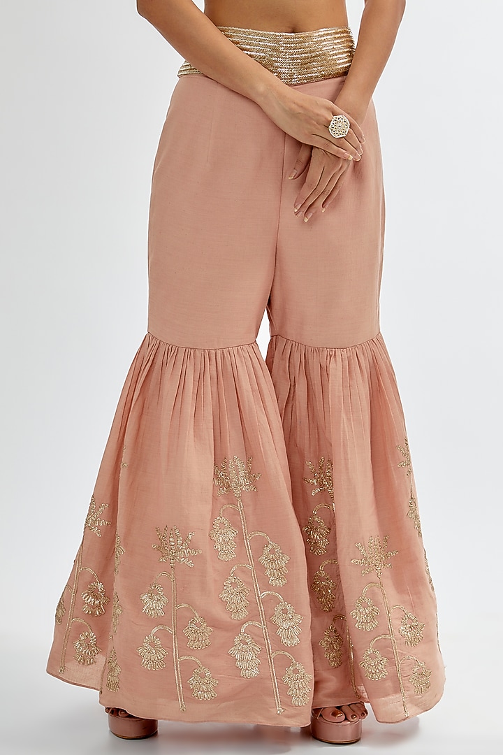 Pale Pink Upada & Organza Bridal Sharara Set by Rashi Kapoor at Pernia's Pop Up Shop