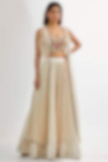 Ivory Upada & Organza Bridal Sharara Set by Rashi Kapoor at Pernia's Pop Up Shop