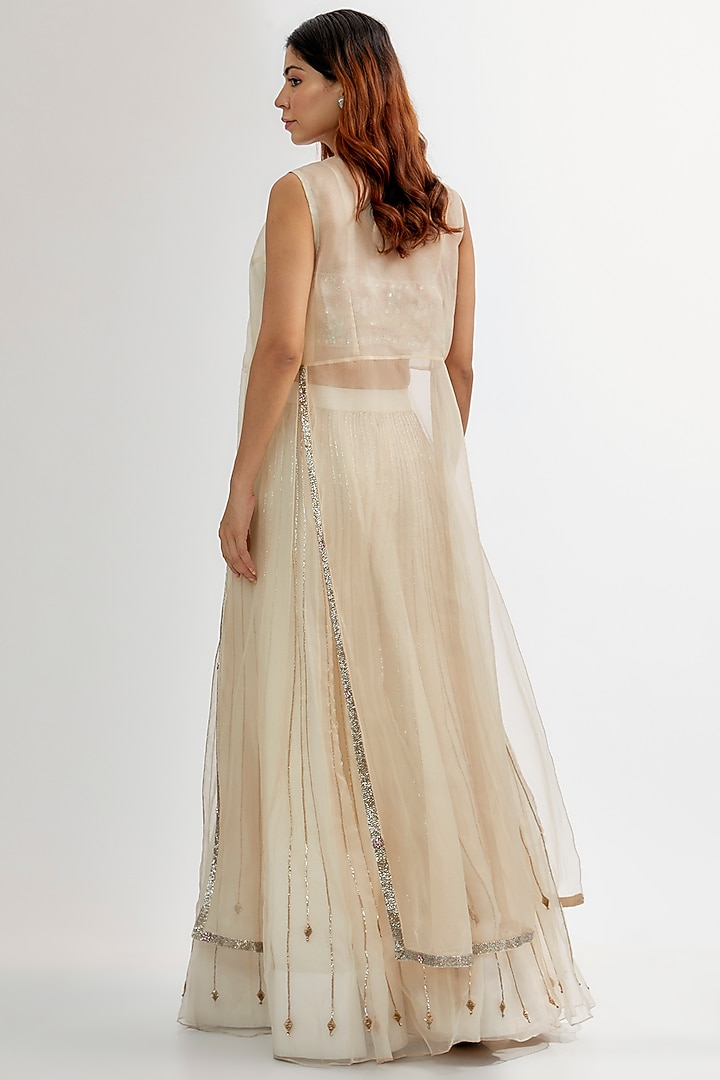 Ivory Upada & Organza Bridal Sharara Set by Rashi Kapoor at Pernia's Pop Up Shop