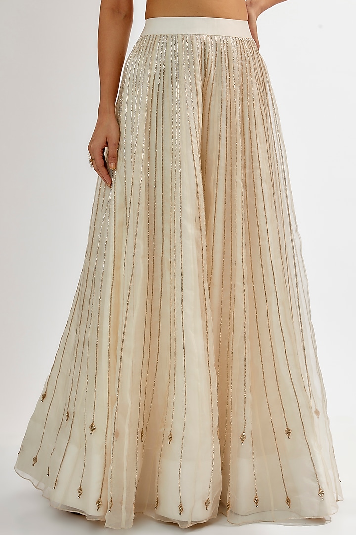 Ivory Upada & Organza Bridal Sharara Set by Rashi Kapoor at Pernia's Pop Up Shop