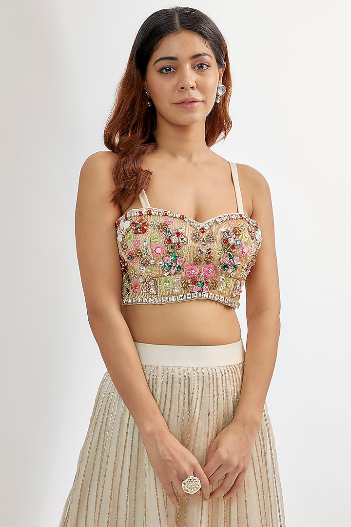 Ivory Upada & Organza Bridal Sharara Set by Rashi Kapoor at Pernia's Pop Up Shop