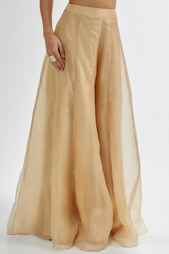 Beige Organza & Upada Wedding Sharara Set by Rashi Kapoor at Pernia's Pop Up Shop