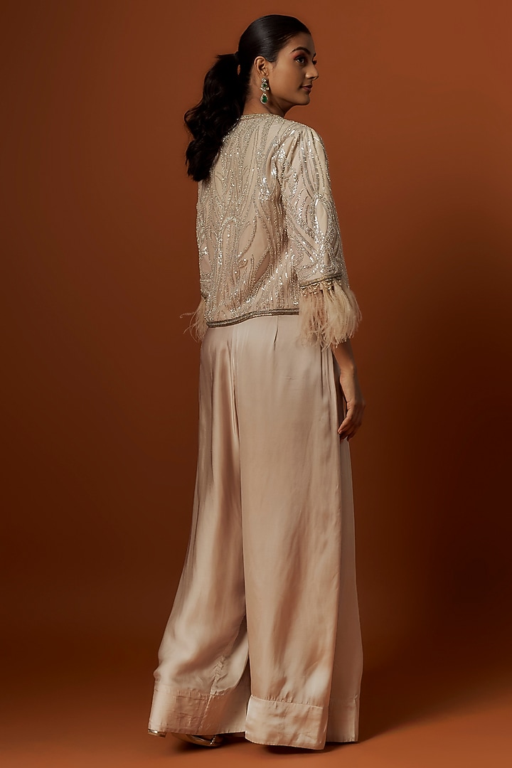 Ivory Net Jacket Set by Rashi Kapoor at Pernia's Pop Up Shop