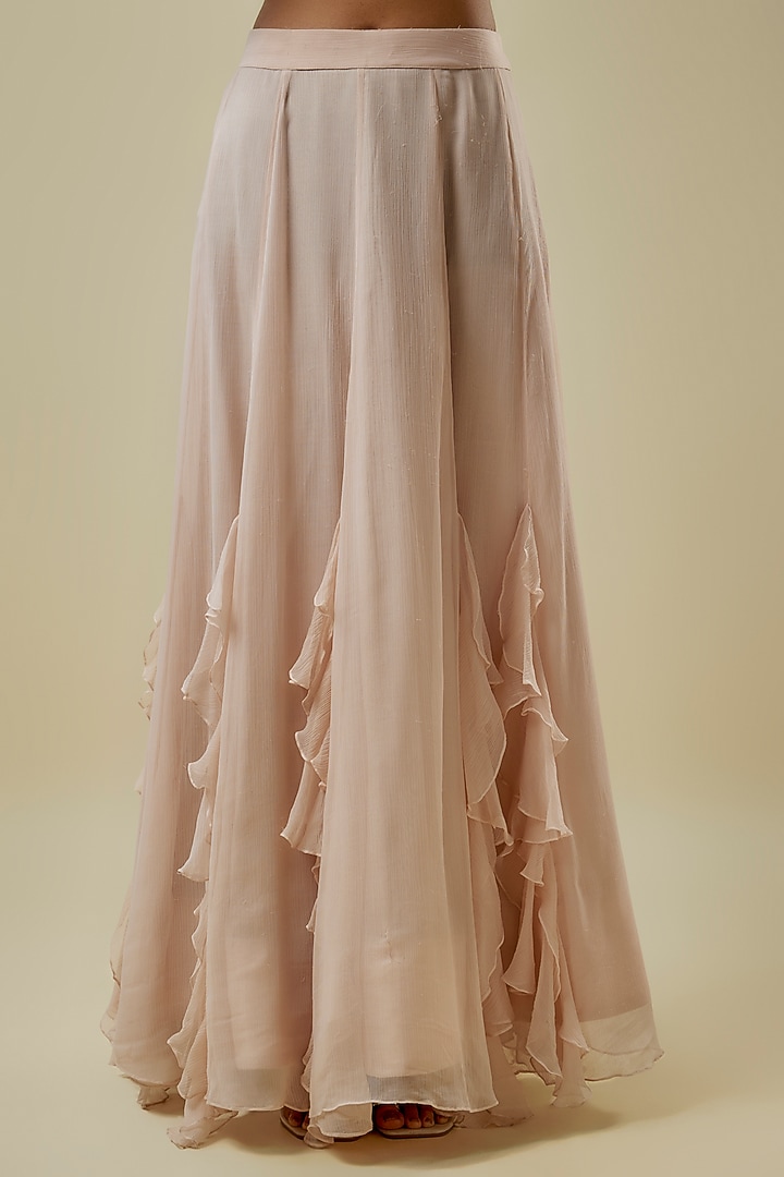 Pink Chiffon Layered Ruffled Lehenga Set by Rashi Kapoor at Pernia's Pop Up Shop