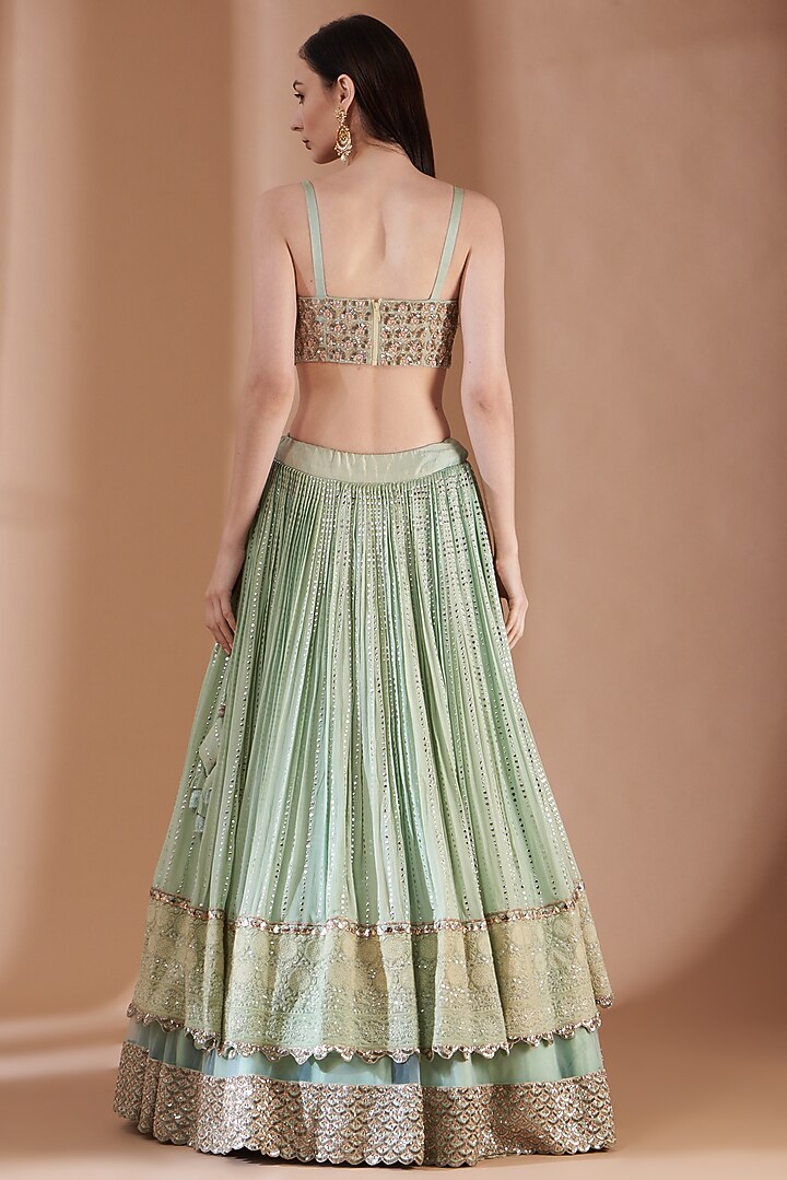 Sky Blue Embroidered Bridal Lehenga Set by Rashi Kapoor at Pernia's Pop Up Shop