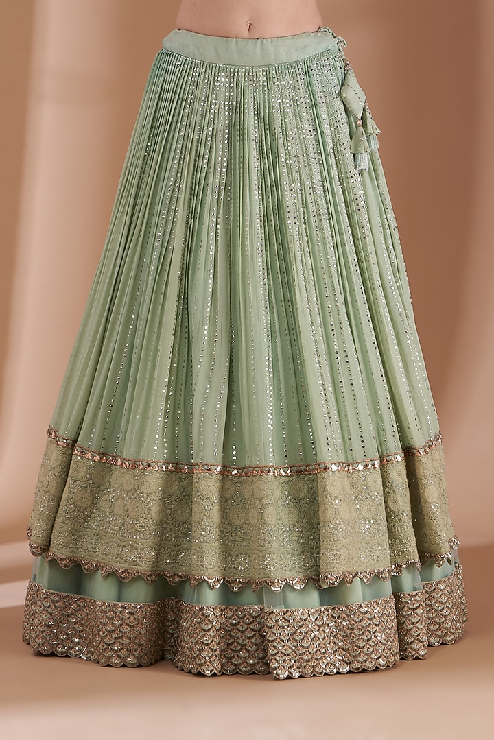 Sky Blue Embroidered Bridal Lehenga Set by Rashi Kapoor at Pernia's Pop Up Shop