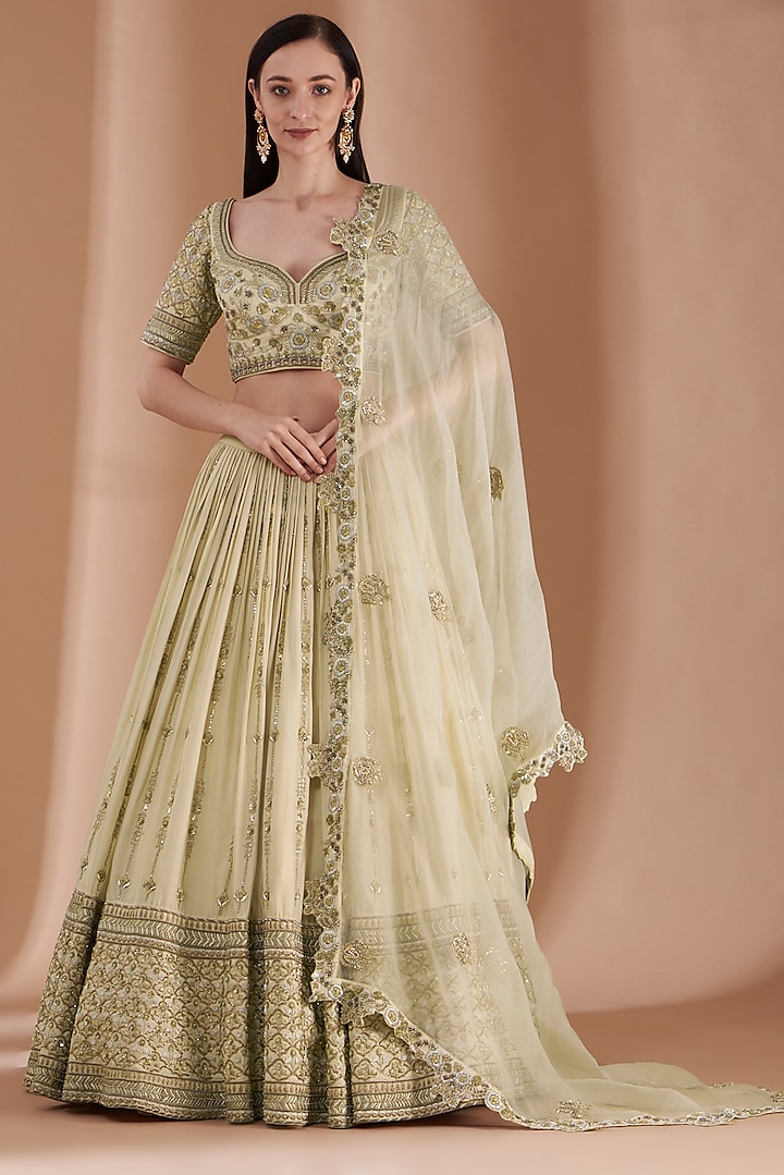 Buy Off White Silk Embroidery Floral Brocade Pattern Bridal