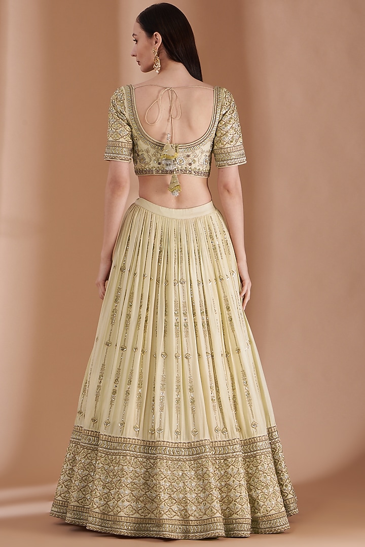 Beige Embroidered Bridal Lehenga Set by Rashi Kapoor at Pernia's Pop Up Shop