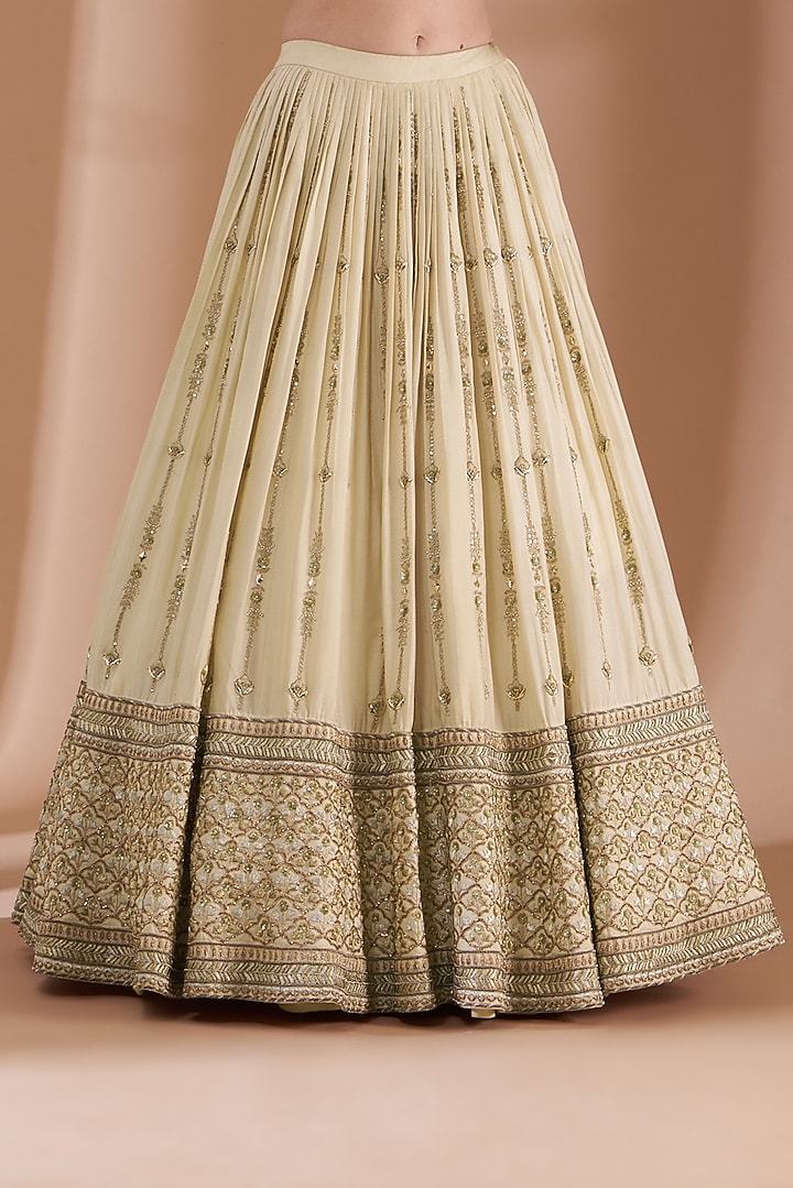 Beige Embroidered Bridal Lehenga Set by Rashi Kapoor at Pernia's Pop Up Shop