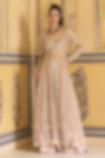 Pink Net Sequin Hand Embellished Jacket Set by Rashi Kapoor at Pernia's Pop Up Shop