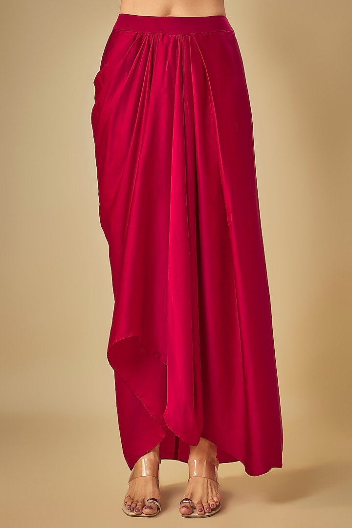 Red Silk Satin Cape Set by Rashi Kapoor at Pernia's Pop Up Shop