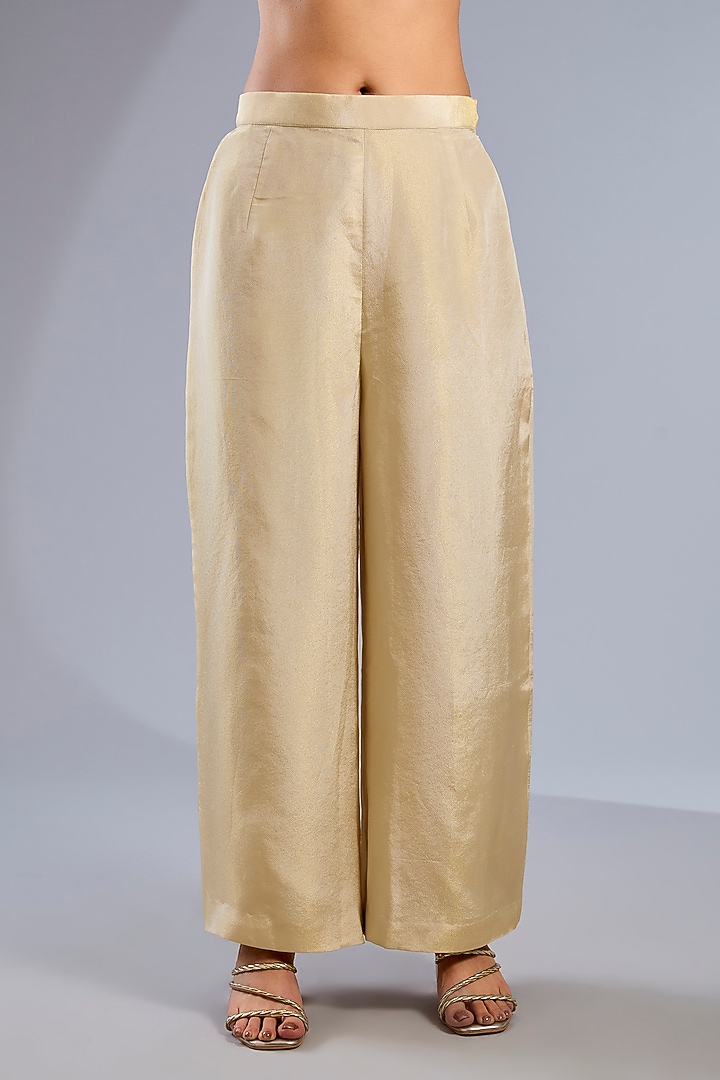 Gold Tissue & Dupion Kurta Set by Rashi Kapoor at Pernia's Pop Up Shop