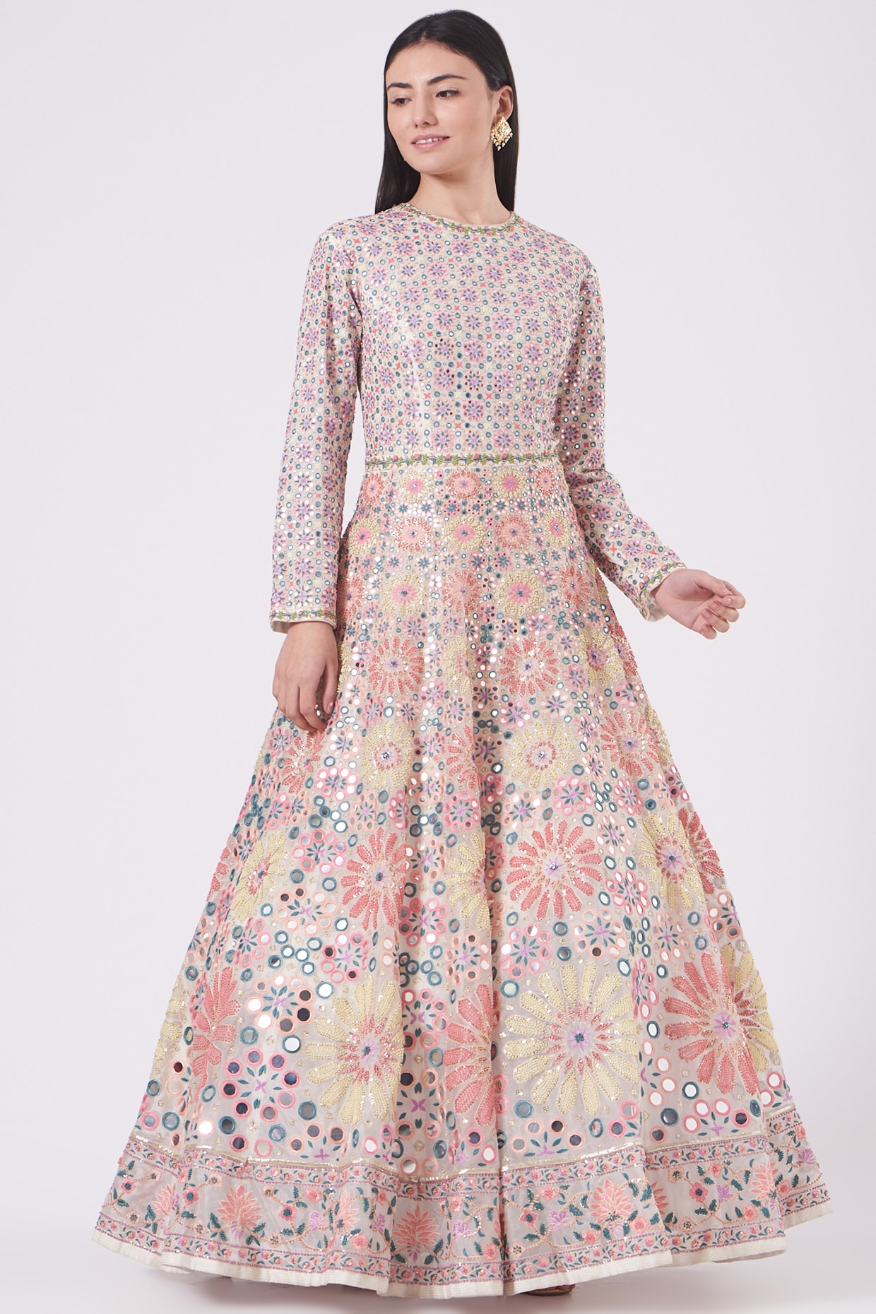 Rahul Mishra - Gold Tulle Embroidered Maxi Dress for Women at Pernia's Pop-Up Shop