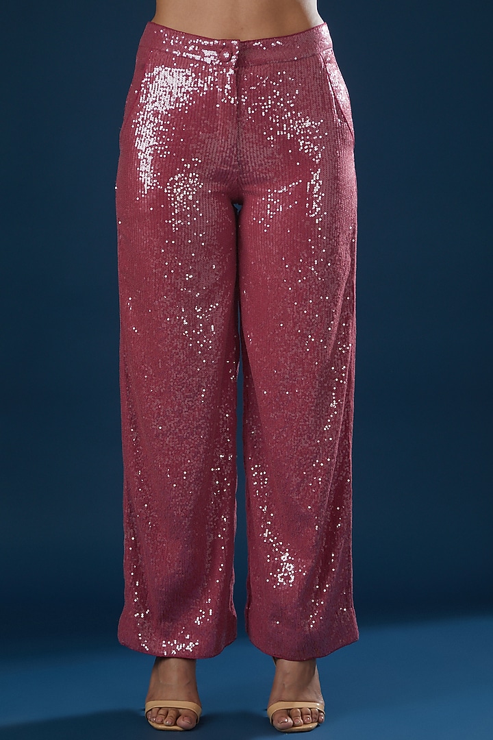 Red Silk Organza Hand Embroidered Jacket Set by Rahul Mishra at Pernia's Pop Up Shop